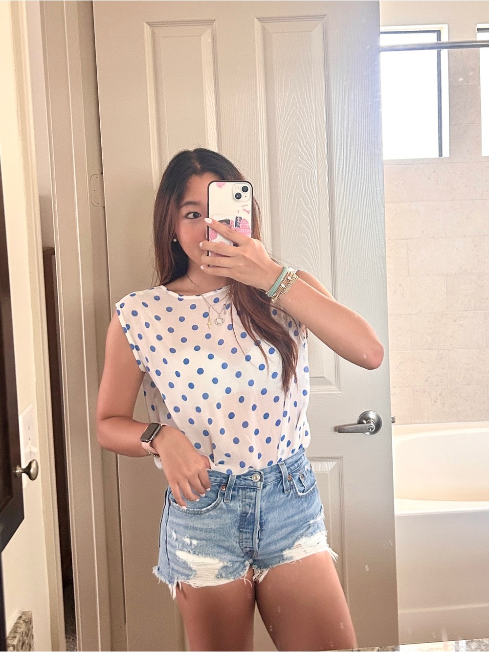 Boutique polka dot sheer top